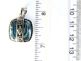 Sterling Silver 925 Square Shaped Abalone Shell Filigree Pendant Bali Jewelry