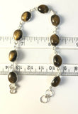 Sterling Silver About 8" Adjustable Oval Tigers Eye Bracelet 925 B042202