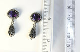 Sterling Silver 925 Oval Amethyst Filigree Dangle Earrings On Post Bali Jewelry