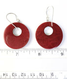 Sterling Silver 925 Round Shaped Sponge Coral Dangle Hook Earrings Bali Jewelry