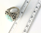 Native American Sterling Silver Navajo Kingman Turquoise Ring Signed Size 13