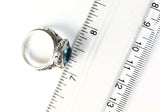 Sterling Silver Solid 925 Square Blue Topaz Filigree Size 8 Ring Bali Jewelry