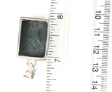 Sterling Silver 925 Rectangular Shaped Cabochon Malachite Pendant.