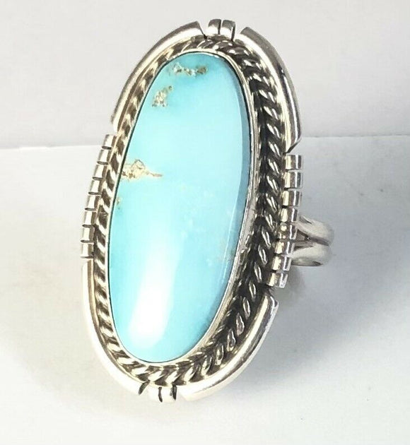 Native American Sterling Silver Jewelry Navajo Royston Turquoise Ring Size 6 1/2