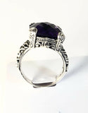 Sterling Silver Solid 925 Square Amethyst Filigree Size 9 Ring Bali Jewelry