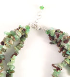Triple Strand  Australian Jade Beaded Necklace About 18 Inches Long.