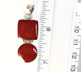 Sterling Silver 925 Square & Round Sponge Coral Hinged Pendant Bali Jewelry