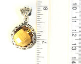 Sterling Silver 925 Bali Faceted Pear Shaped Filigree Citrine Reversible Pendant