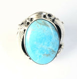 Native American Sterling Silver Navajo Kingman Turquoise Ring Signed Size 11 3/4