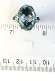 Sterling Silver 925 Oval Blue Topaz Filigree Ring Size 9 Bali Jewelry R011207