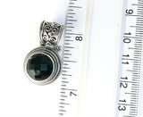 Sterling Silver 925 Round Cushion Cut Faceted Green Quartz Pendant Bali Jewelry