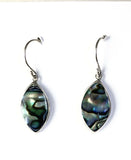 Sterling Silver Abalone Shell Marquise Shaped Dangle Earrings On Hook