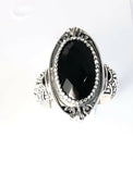 Sterling Silver 925 Oval Onyx Filigree About Size 8 Ring Bali Jewelry