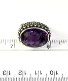 Sterling Silver 925 Oval Cushion Cut Amethyst Filigree Ring Size 8 Bali Jewelry