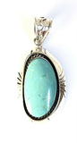 Native American Sterling Silver Navajo Kingman Turquoise Pendant. Signed