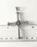 Sterling Silver 925 High Polish Cross With Twist & Bead Pendant. Jewelry