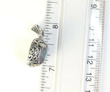 Sterling Silver Square Faceted Mystic Topaz Filigree  Pendant.