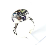 Sterling Silver 925 Faceted Multi Color Topaz Ring R011915 Size 6 Bali Jewelry