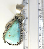 Native American Sterling Silver Navajo Indian Royston Turquoise Pendant. Signed