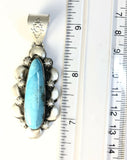 Native American Sterling Silver Navajo Kingman Turquoise Pendant. Signed