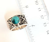 Sterling Silver Round Turquoise Ring Size Between 6&1/2 And 7