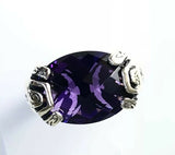 Sterling Silver 925 Oval Amethyst Filigree Size  6 Ring Bali Jewelry R011112