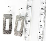 Sterling Silver 925 Hammered Rectangular Shaped Dangle Hook Earrings  Jewelry