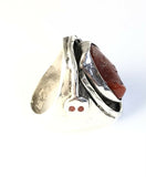 Native American Sterling Silver Zuni Coral Ring By Jude Candeleria Size 9 &7/8