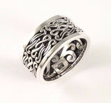 Sterling Silver Filigree About Size 9 Band.