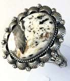Native American Sterling Silver White Buffalo Turquoise Navajo Cuff Bracelet