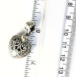 Sterling Silver 925 & 18kt Gold & Diamond Filigree Heart Pendant