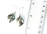 Leaf Design 925 Sterling Silver Abalone Shell Inlay Dangle Earrings Bali Jewelry