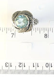 Sterling Silver 925 Round Cushion Blue Topaz Filigree Size 7 Ring Bali Jewelry