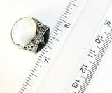 Sterling Silver 925 Oval Cushion Green Quartz Filigree Size 6 Ring Bali Jewelry