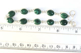 Sterling Silver About 8" Adjustable Oval Malachite Cabochon Bracelet 925 B042206