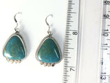 Native American Sterling Silver Navajo Indian Kingman Turquoise Dangle Earrings.