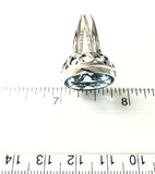 Sterling Silver Oval Faceted Blue Topaz  Filigree Ring Size About 7 & 3/4 R61304