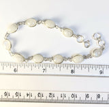 Sterling Silver About 8" Adjustable Oval Rainbow Moonstone Bracelet 925 B042204