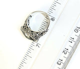 Sterling Silver 925 Oval Cushion Green Quartz Filigree Size 8 Ring Bali Jewelry