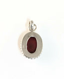 Sterling Silver Cabochon Oval Red Magnesite Pendant P092702