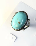 Native American Sterling Silver Navajo Indian Kingman Turquoise Ring Size 8