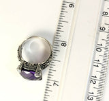 Sterling Silver Solid 925 Square Amethyst Filigree Size 7 Ring Bali Jewelry