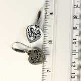 Sterling Silver 925 Filigree Pear Citrine Heart Dangle Earrings Bali Jewelry