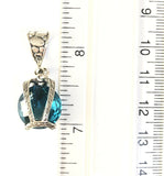 Sterling Silver 925 Faceted Round London Blue Topaz Pendant Bali Jewelry