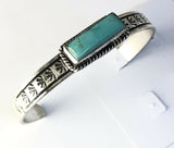Native American Sterling Silver Kingman Turquoise Navajo Indian Cuff Bracelet