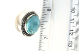 Native American Sterling Silver Navajo Blue Ridge Turquoise Ring Size 6 3/4