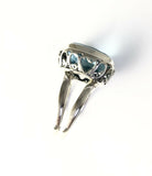 Sterling Silver Oval Faceted Blue Topaz  Filigree Ring Size About 7 & 3/4 R61304