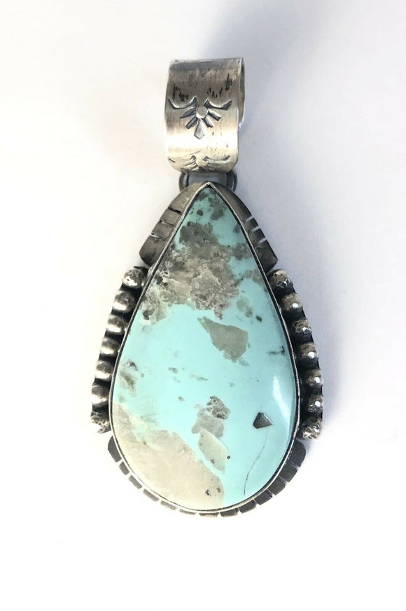 Native American Sterling Silver Navajo Indian Thunder Mountain Turquoise Pendant
