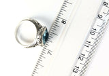 Sterling Silver Solid 925 Square Blue Topaz Filigree Size 9 Ring Bali Jewelry