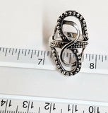 Sterling Silver Curved Curled Beaded Ring R101202 Size 8